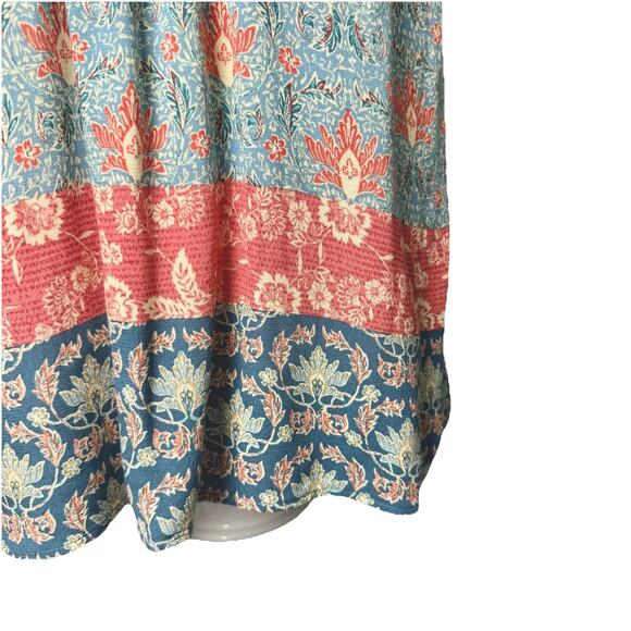 Daniel Rainn Pink Blue Print Sleeveless Boho Peasant Tank Top Size LG/XL Coastal - Picture 3 of 9